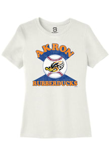 Summit Sportswear Akron RubberDucks Womens White Soft Arch Short Sleeve T-Shirt
