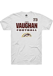 Zach Vaughan Western Michigan Broncos White Football NIL Stacked Box Short Sleeve Player T Shirt