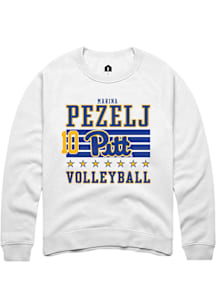 Marina Pezelj Rally Mens White Pitt Panthers NIL Striped Player Crew