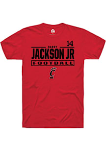 Barry Jackson Jr Cincinnati Bearcats Red Football NIL Stacked Box Short Sleeve Player T Shirt