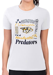 4Her Nashville Predators Womens White Collage Fitted Short Sleeve T-Shirt