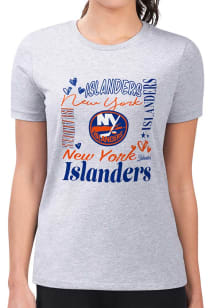 4Her New York Islanders Womens Grey Collage Fitted Short Sleeve T-Shirt