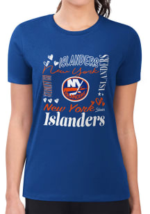 4Her New York Islanders Womens Blue Collage Fitted Short Sleeve T-Shirt