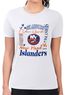 4Her New York Islanders Womens White Collage Fitted Short Sleeve T-Shirt