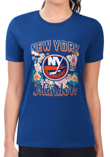 4Her New York Islanders Womens Blue Flowers Fitted Short Sleeve T-Shirt