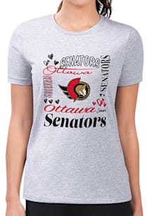 4Her Ottawa Senators Womens Grey Collage Fitted Short Sleeve T-Shirt