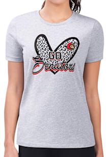 4Her Ottawa Senators Womens Grey Leopard Heart Fitted Short Sleeve T-Shirt