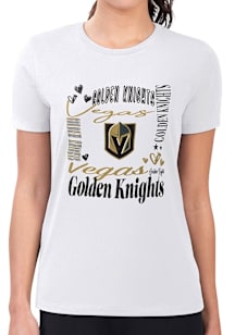 4Her Vegas Golden Knights Womens White Collage Fitted Short Sleeve T-Shirt