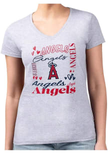 4Her Los Angeles Angels Womens Grey Collage Fitted Design Short Sleeve T-Shirt