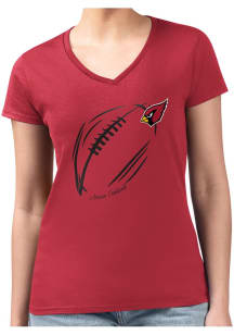 4Her Arizona Cardinals Womens Red Subtle Football Fitted Design Short Sleeve T-Shirt