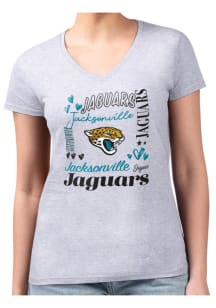 4Her Jacksonville Jaguars Womens Grey Collage Fitted Design Short Sleeve T-Shirt
