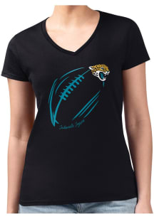 4Her Jacksonville Jaguars Womens Black Subtle Football Fitted Design Short Sleeve T-Shirt
