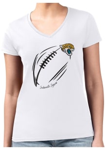 4Her Jacksonville Jaguars Womens White Subtle Football Fitted Design Short Sleeve T-Shirt