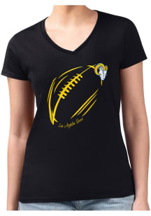 4Her Los Angeles Rams Womens Black Subtle Football Fitted Design Short Sleeve T-Shirt