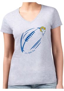 4Her Los Angeles Rams Womens Grey Subtle Football Fitted Design Short Sleeve T-Shirt