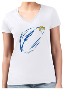 4Her Los Angeles Rams Womens White Subtle Football Fitted Design Short Sleeve T-Shirt