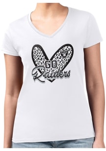 4Her Las Vegas Raiders Womens White Leopard Heart Fitted Design Short Sleeve T-Shirt