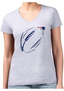 4Her New England Patriots Womens Grey Subtle Football Fitted Design Short Sleeve T-Shirt