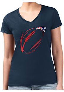 4Her New England Patriots Womens Navy Blue Subtle Football Fitted Design Short Sleeve T-Shirt