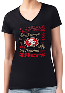 4Her San Francisco 49ers Womens Black Collage Fitted Short Sleeve T-Shirt