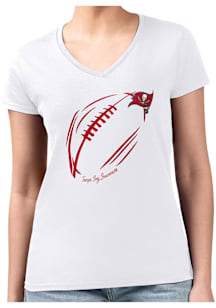 4Her Tampa Bay Buccaneers Womens White Subtle Football Fitted Design Short Sleeve T-Shirt