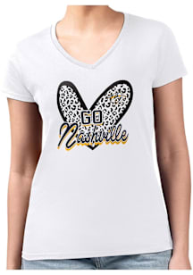 4Her Nashville Predators Womens White Leopard Heart Fitted Design Short Sleeve T-Shirt