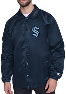 Starter Seattle Kraken Mens Navy Blue Shield Medium Weight Jacket
