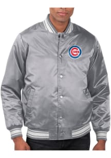 Starter Chicago Cubs Mens Grey Stacked Logo Medium Weight Jacket