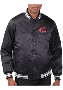 Starter Cincinnati Reds Mens Black Stacked Logo Medium Weight Jacket