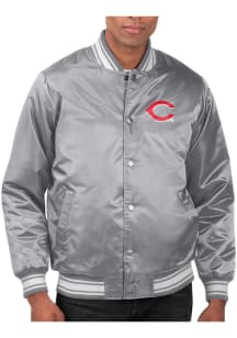 Starter Cincinnati Reds Mens Grey Stacked Logo Medium Weight Jacket