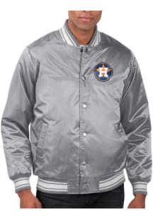 Starter Houston Astros Mens Grey Stacked Logo Medium Weight Jacket
