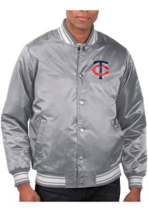 Starter Minnesota Twins Mens Grey Stacked Logo Medium Weight Jacket