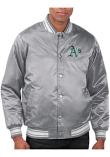 Starter Oakland Athletics Mens Grey Stacked Logo Medium Weight Jacket