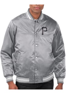 Starter Pittsburgh Pirates Mens Grey Stacked Logo Medium Weight Jacket