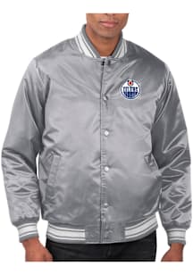 Starter Edmonton Oilers Mens Grey Stacked Logo Medium Weight Jacket
