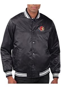 Starter Ottawa Senators Mens Black Stacked Logo Medium Weight Jacket