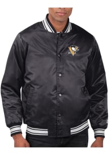 Starter Pittsburgh Penguins Mens Black Stacked Logo Medium Weight Jacket