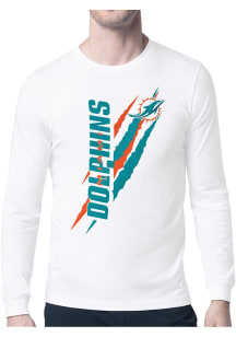 Starter Miami Dolphins White Color Scratch Long Sleeve T Shirt