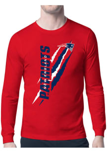 Starter New England Patriots Red Color Scratch Long Sleeve T Shirt