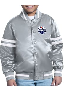 Starter Edmonton Oilers Youth Grey Shield Medium Weight Jacket
