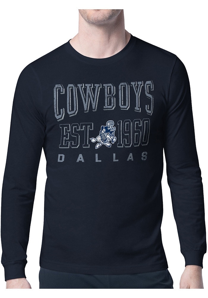 Starter Dallas Cowboys Retro Long Sleeve T Shirt NAVY - 434402320