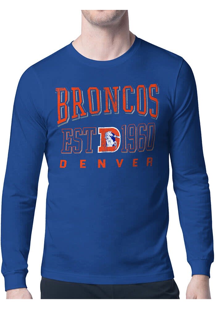 Starter Denver Broncos Retro Long Sleeve T Shirt ROYAL 434402322
