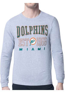 Starter Miami Dolphins Grey Retro Long Sleeve T Shirt