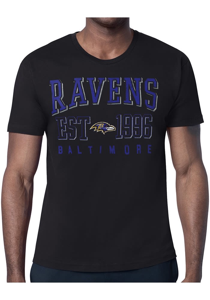 Starter Baltimore Ravens BLACK Retro Short Sleeve T Shirt 434402421