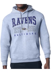 Starter Baltimore Ravens Mens Grey Retro Long Sleeve Hoodie