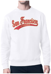 Starter San Francisco 49ers Mens White Tailsweep Long Sleeve Crew Sweatshirt