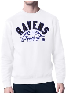 Starter Baltimore Ravens Mens White Half Ball Long Sleeve Crew Sweatshirt