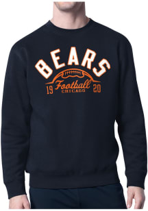 Starter Chicago Bears Mens Navy Blue Half Ball Long Sleeve Crew Sweatshirt