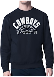 Starter Dallas Cowboys Mens Navy Blue Half Ball Long Sleeve Crew Sweatshirt