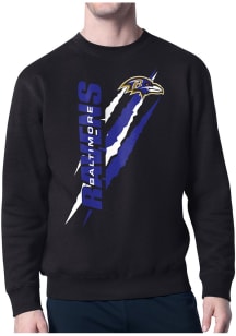 Starter Baltimore Ravens Mens Black Color Scratch Long Sleeve Crew Sweatshirt